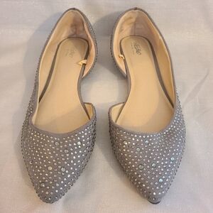 Grey sparkly flats, size 9.5